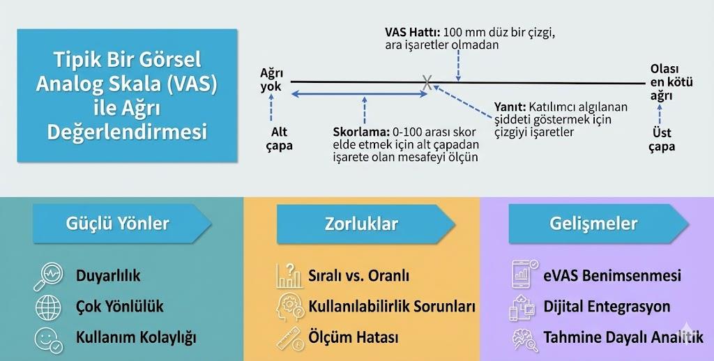 Şekil 2. Görsel Analog Ölçeğin (VAS) Metodolojisi ve Klinik Uygulaması